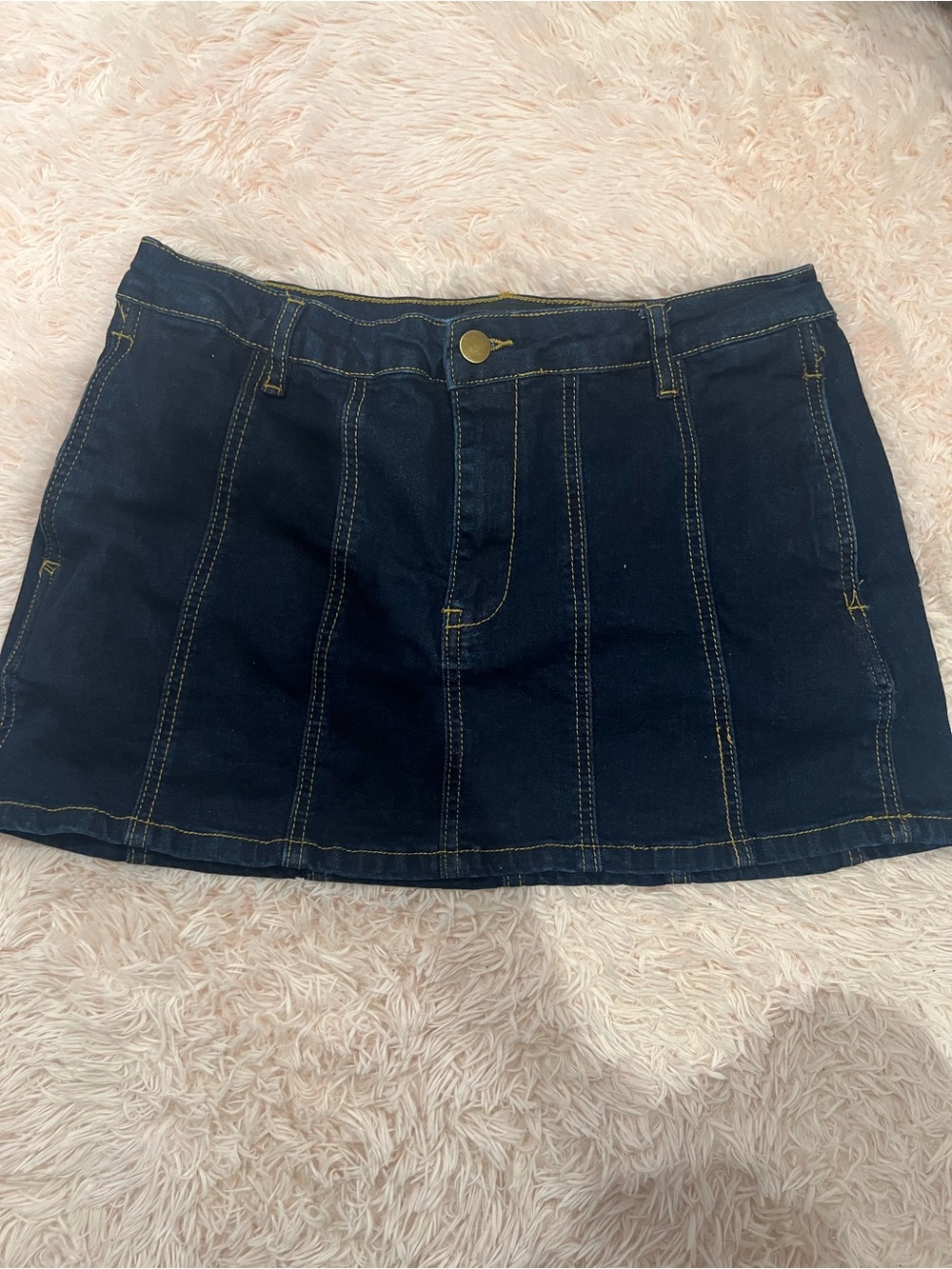 Fashion Nova Dark Navy Denim Mini Skirt